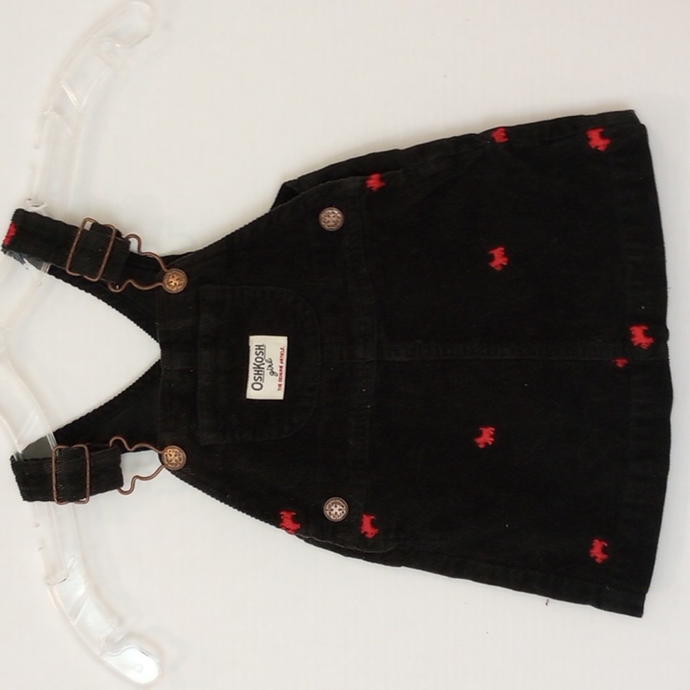 OSHKOSH GIRL'S BLACK CORDUROY OVERALL SIZE 12 Months